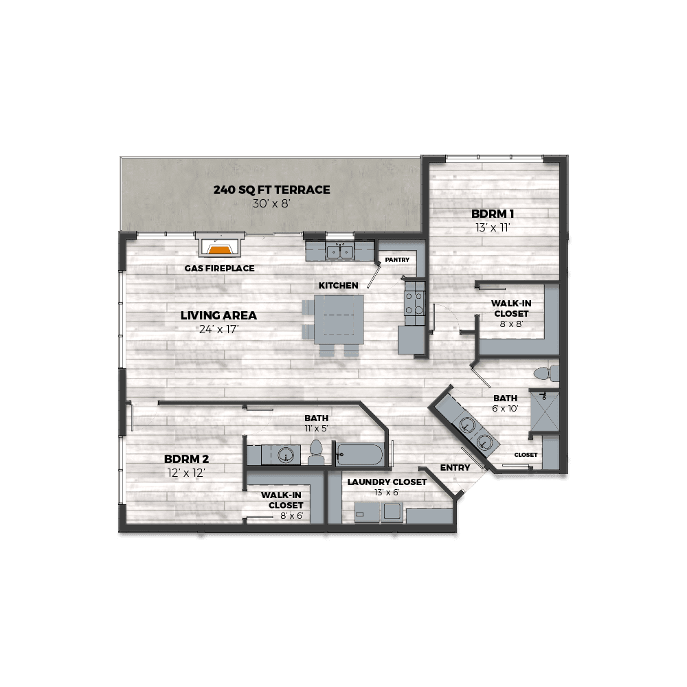 Upriver Floor Plan Layout, Oasis Building at THE CURRENT of the Fox - Kimberly